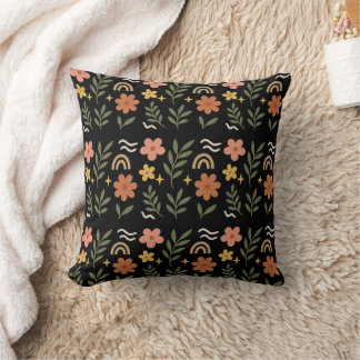 Boho Blommigt Löv Pillow Kudde