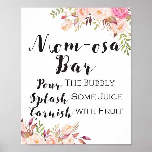 Boho blommigt MAMMA-osa pub Sign Poster (Framsidan)