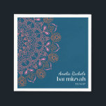 Boho Blommigt Mandala Teal Blue Bat mitzvah Anpass Pappersservett<br><div class="desc">Boho Blommigt Mandala Teal Blue Bat mitzvah Anpassningsbar Napkins</div>