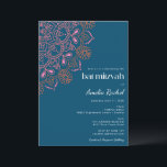 Boho Blommigt Mandala Teal Blue Bat mitzvah Inbjudningar<br><div class="desc">Boho Blommigt Mandala Teal Blue - Bat mitzvah inbjudan</div>