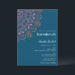 Boho Blommigt Mandala Teal Blue Bat mitzvah Inbjudningar<br><div class="desc">Boho Blommigt Mandala Teal Blue - Bat mitzvah inbjudan</div>