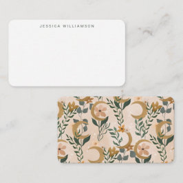 Boho Blommigt Måne Anpassat namnpresentationshölj Anteckningskort