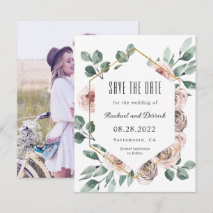 Boho Blommigt med fotospara datum Spara Datumet
