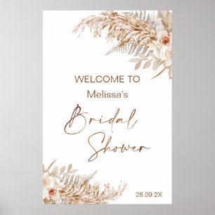 Boho-Blommigt med Pampas Fern VälkomstMöhippa Poster