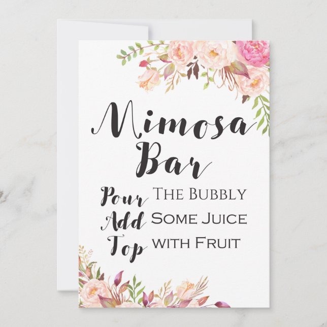 Boho blommigt mimosa pub Sign 5x7-tum Storlekare Inbjudningar (Framsida)