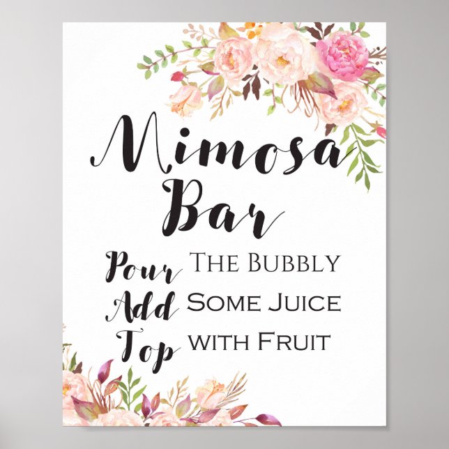 Boho blommigt mimosa pub Sign Poster (Framsidan)