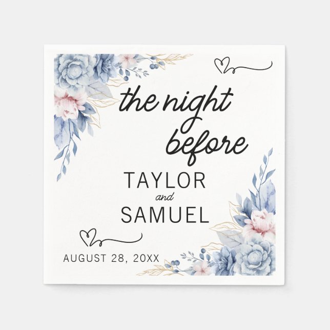 Boho blommigt Minimalist Bröllop Cocktail Pappersservett (Framsidan)