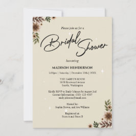 Boho Blommigt Minimalist Bröllop Möhippa Inbjudningar