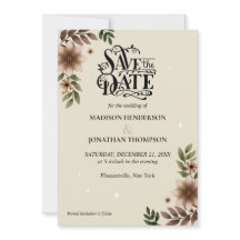 Boho Blommigt Minimalist Bröllop spara datum