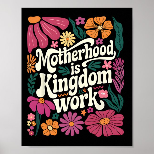 Boho Blommigt Moderskap är UK Work Mamma Mor Poster (Framsidan)