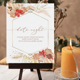Boho Blommigt Möhippa Datum Night Burk-tecken Poster