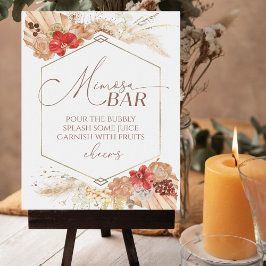 Boho Blommigt Möhippa Mimosa Pub Sign Poster