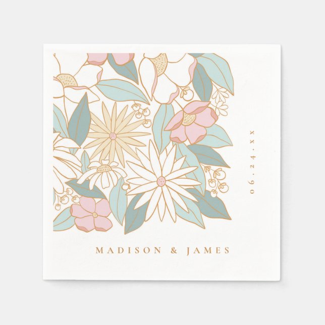 Boho Blommigt Möhippa Pappersservett (Framsidan)