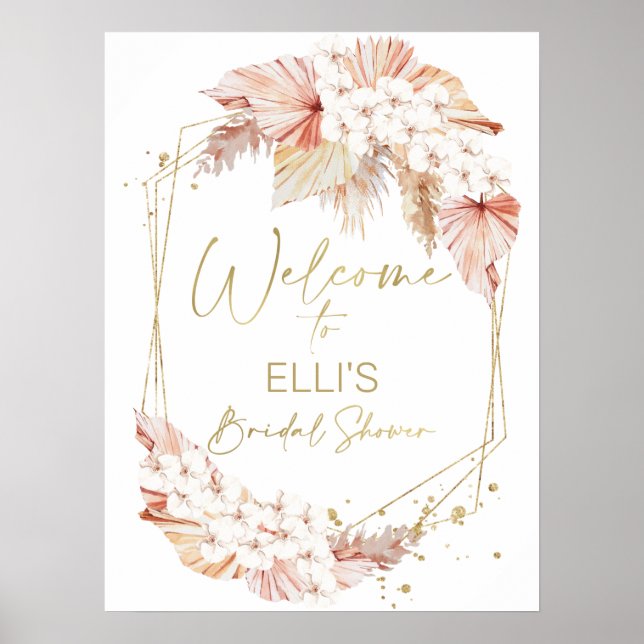 Boho Blommigt Möhippa Välkomsttecken Poster (Framsidan)