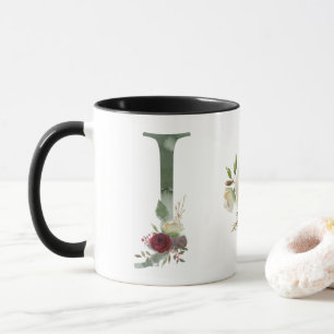 Boho Blommigt Monogram J Coffee Mugg