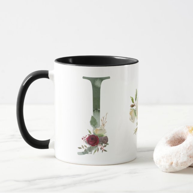 Boho Blommigt Monogram J Coffee Mugg (Med munk)
