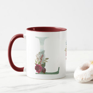 Boho Blommigt Monogram L-kaffe Mugg