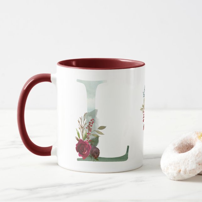 Boho Blommigt Monogram L-kaffe Mugg (Med munk)