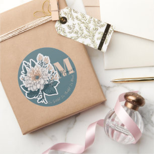 Boho Blommigt Monogram Runt Klistermärke
