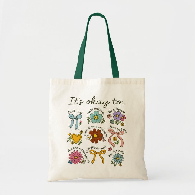 Boho Blommigt Motivational Tygkasse (Framsidan)