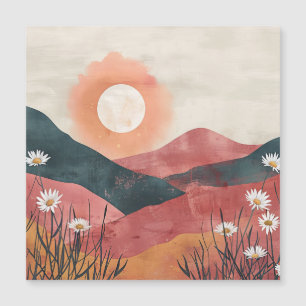 Boho Blommigt Mountain Sunset - Rustic Natur
