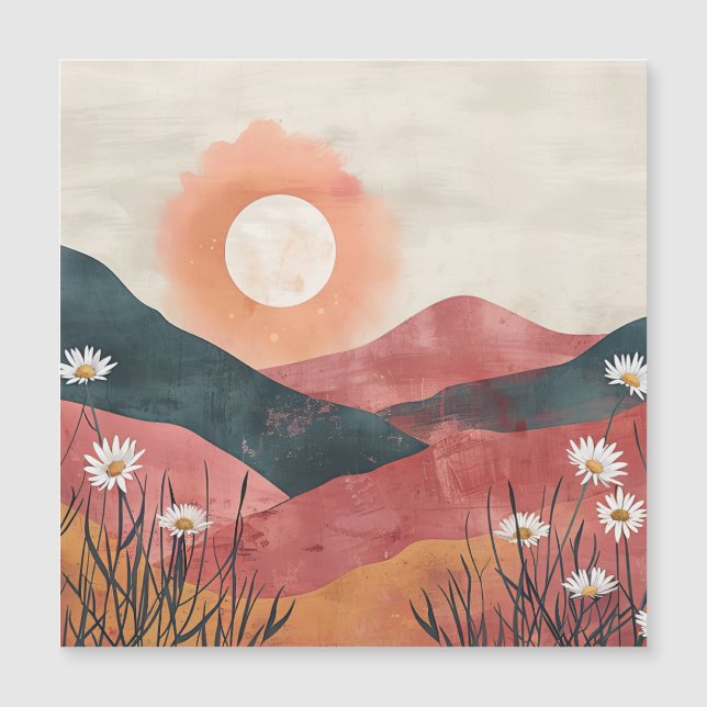 Boho Blommigt Mountain Sunset - Rustic Natur (Framsida)