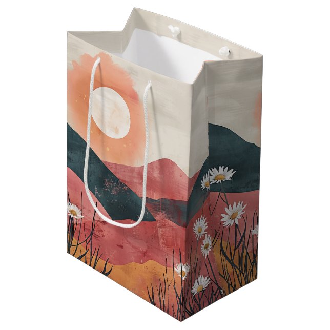 Boho Blommigt Mountain Sunset - Rustic Natur (Framsidan Vinklad)