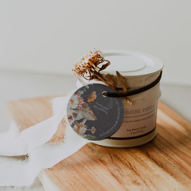 Boho Blommigt Mushroom Botanical | Babyskor Gåvor Etiketter (Skapare uppladdad)