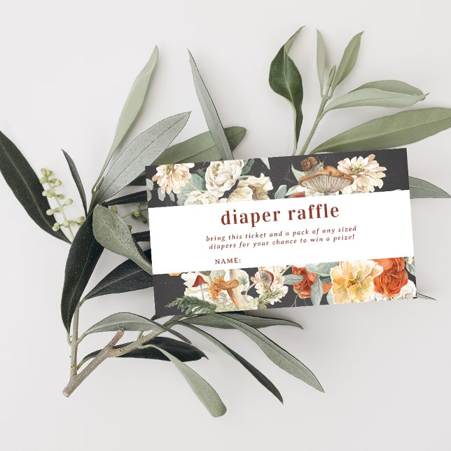 Boho Blommigt Mushroom Botanical Diaper Raffle Tilläggskort (Skapare uppladdad)