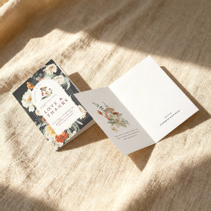 Boho Blommigt Mushroom Tack för babyskor Kort