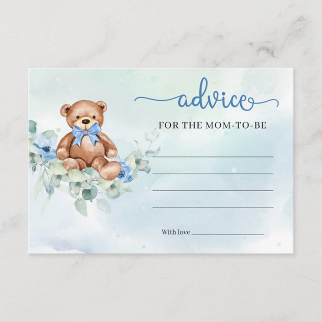 Boho blommigt nalle Advice for the mamma to be Tilläggskort (Framsida)