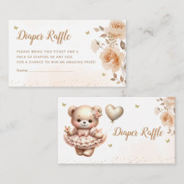 Boho Blommigt Nalle Diaper Raffle Baby Shower Tilläggskort