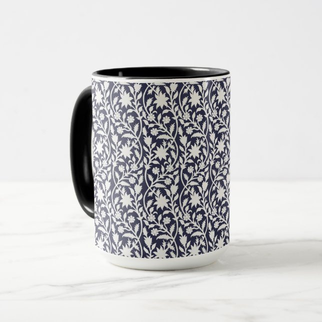 Boho blommigt Navy Mugg (Framsida vänster)
