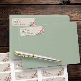 Boho Blommigt Neutralt Beige Returadress Returadress Etikett