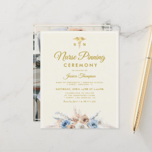 boho blommigt Nurse pinning-ceremoni Inbjudan