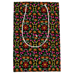 Boho Blommigt Orange Rosa Black Grönt