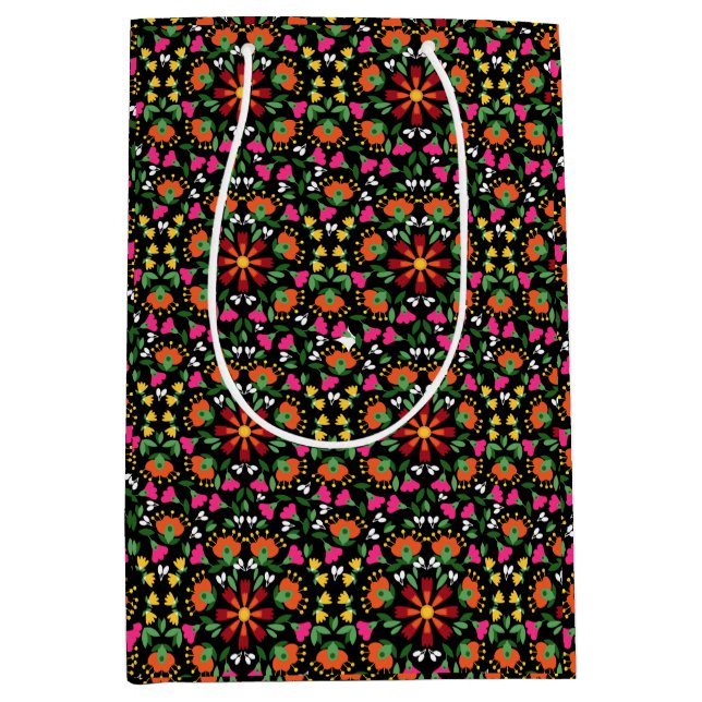 Boho Blommigt Orange Rosa Black Grönt (Framsidan)