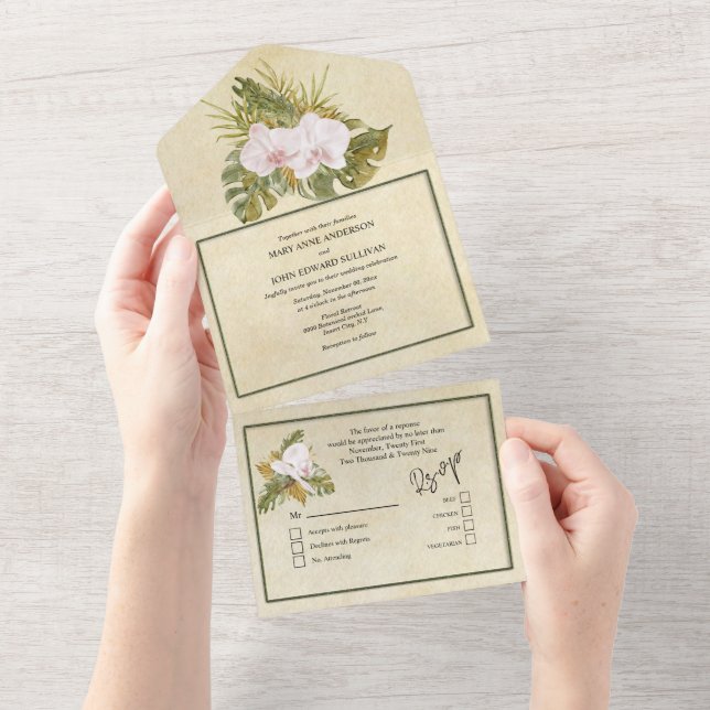 Boho blommigt orchid grönt ram rustic (Tearaway)