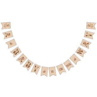 Boho Blommigt på Creamy Ivory Baby Shower Vimplar