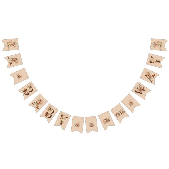 Boho Blommigt på Creamy Ivory Baby Shower Vimplar (Alla)