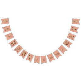 Boho-Blommigt på Rosa Babykläder i textur Vimplar