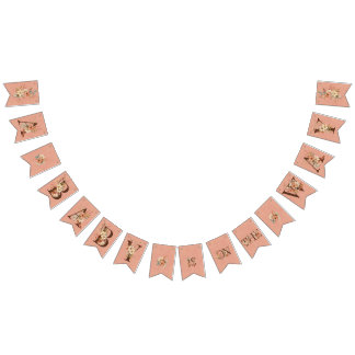 Boho-Blommigt på Rosa Babykläder i textur Vimplar