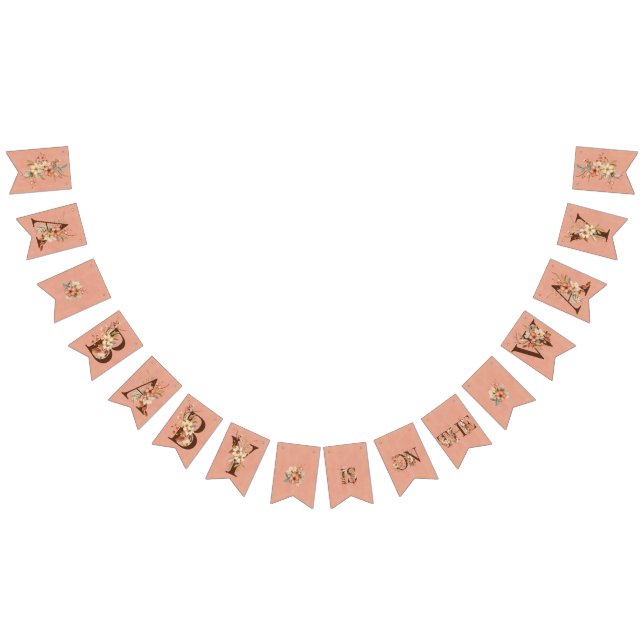 Boho-Blommigt på Rosa Babykläder i textur Vimplar (Alla)