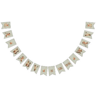 Boho-Blommigt på texturerat blått babyskor Vimplar