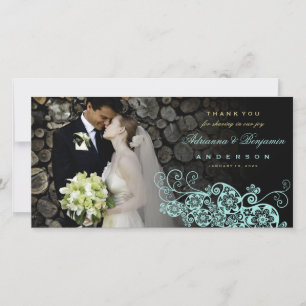 Boho Blommigt Paisley Bröllop Tack Photo Card Kort