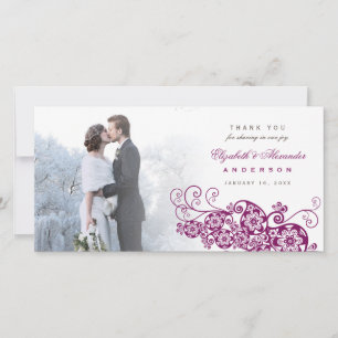 Boho Blommigt Paisley Bröllop Tack Photo Card Kort