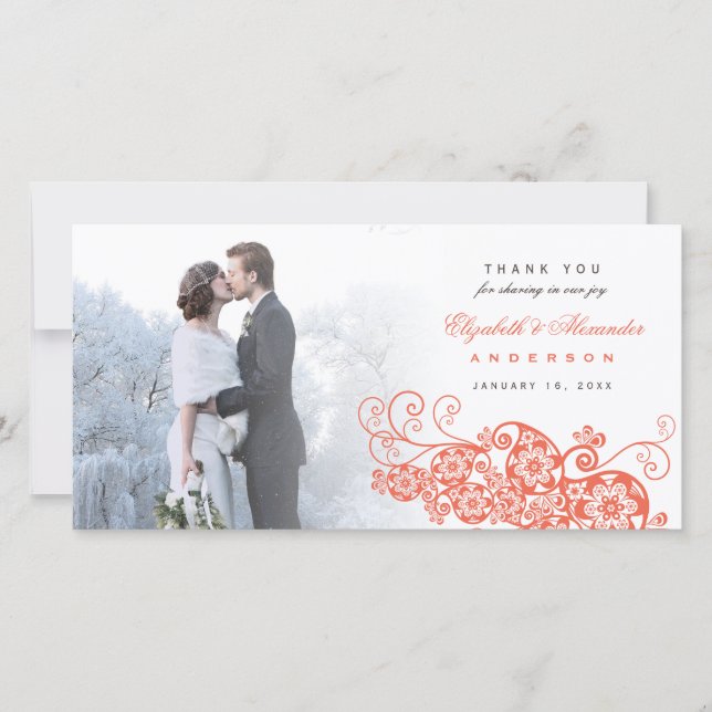 Boho Blommigt Paisley Bröllop Tack Photo Card Kort (Framsida)
