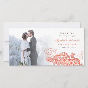 Boho Blommigt Paisley Bröllop Tack Photo Card Kort