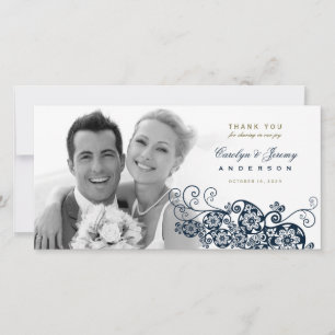 Boho Blommigt Paisley Bröllop Tack Photo Card Kort