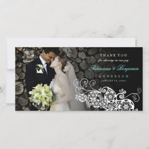 Boho Blommigt Paisley Bröllop Tack Photo Card Kort